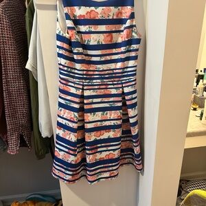 Striped Floral Sleeveless Dress